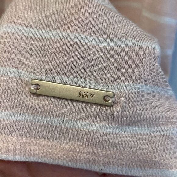 JNY Jones New York Signature Womens Striped Cold Shoulder Top Pink White Small - Picture 3 of 7